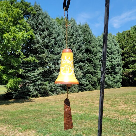Vintage 1973 Pacific Stoneware Ceramic Bell Wind Chime Hand Painted - Picture 1 of 7